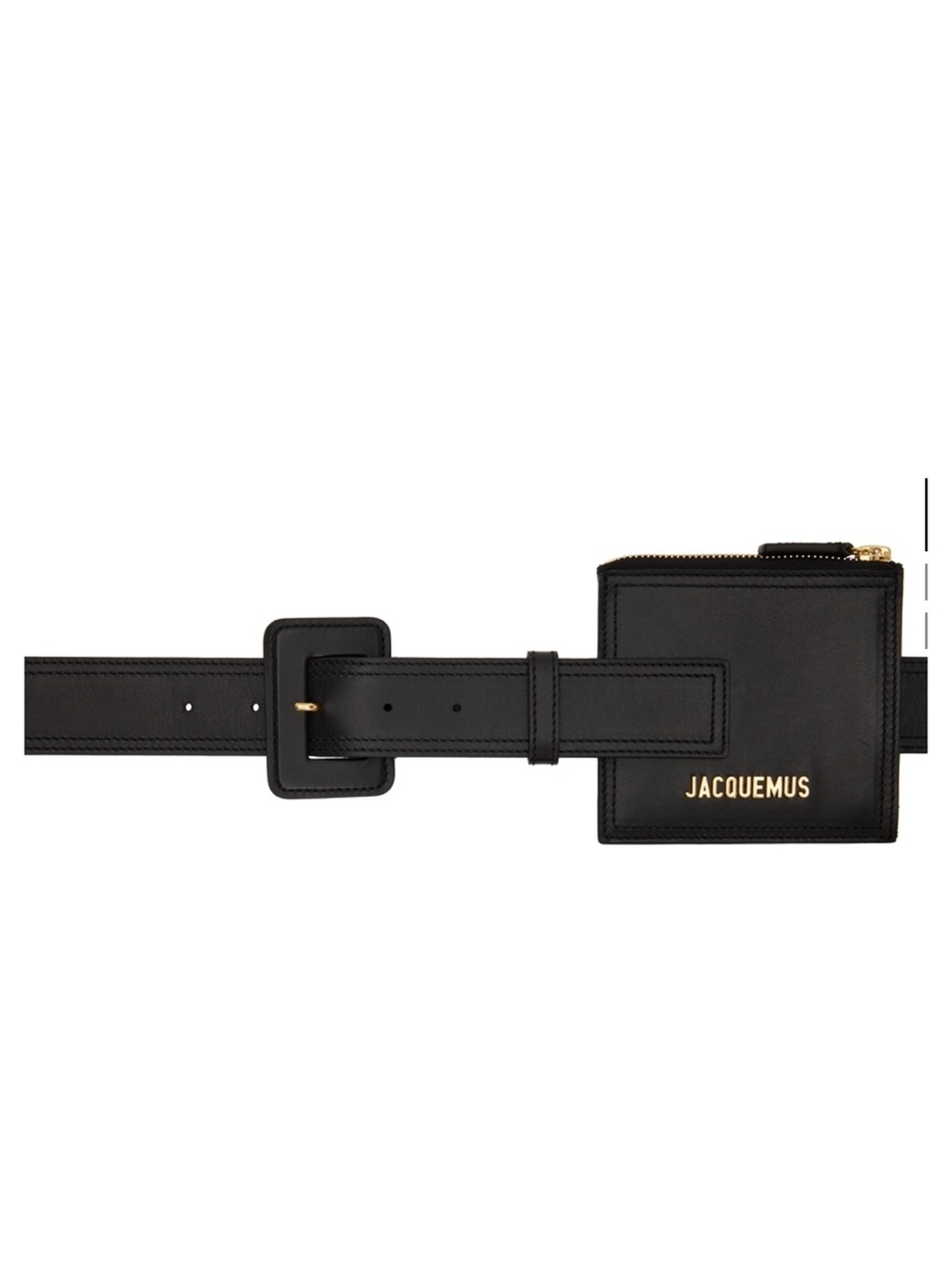 Jacquemus Black Leather Belt Bag with Gold Logo